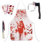 Halloween Bloody Butcher Costumes Set- Waterproof Bloody Apron, Terrifying Role Play for Men Costume Party Prop