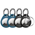 UNBREAKcable 360° Protective Case for AirTag, [4-Pack] AirTags Keyring Holder, Scratch-Resistant, Lock Design, Keychain for AirTag, TPU Full Cover Case for Key, Bag, Luggage, Pet Collar (Black&Blue)