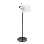 ROLABAM Heavy Weighted Toilet Paper Holder (with Reserve Function) Free Standing Toilet Paper Holder Stand for Bathroom Total Height 24.4" with Crystal Ball，Oil Rubbed Bronze…