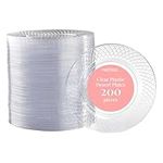 200 Clear Plastic Plates Disposable, 6.25 Inch Plates, Fancy Dessert Plates, Hard Round Party Plates, Elegant Appetizer Plates, Heavy Duty Wedding Plates, Small Cake Plates for Weddings and Holidays