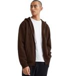 DROBE Plain Chain Hooded Brown Zipper Hoodie for Unisex-2XL