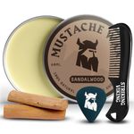 Striking Viking Mustache Wax and Comb Kit - Beard and Moustache Wax for Men with Strong Hold Natural Beeswax - Helps Tame, Style, and Groom (2 ounce) - Moustache Wax and Comb (2 Oz, Sandalwood)