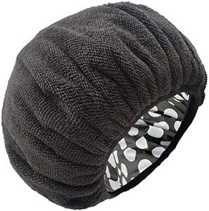 Terry Cloth Lined Shower Cap for Women Large Double Layer Shower Cap with Microfiber Dry Hair Function Resuable Waterproof Breathable Bath Cap Black and White Dots Design Shower Caps For Women Shower