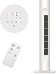 MYLEK Electric Tower Fan with Remote Control 45W, Cooling Quiet Oscillation and Timer for Bedroom/Kitchen/Office (White)