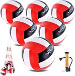 ELKCIP 6 Pack Volleyballs Official Size 5, Soft Bulk Recreational Volley Balls with Pump and Net Bag for Indoor Outdoor Beach Pool Water Sand Game Training Match for Beginner Women, Black