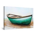 Startonight Canvas Wall Art - Green Boat on the Beach Painting - Decoration Artwork for Living Room Big Picture Home Wall Decor Print Modern and Contemporary Painting 80 x 120 CM