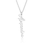 Sterling Silver Personalised Name Necklace Vertical Pendant, Dainty Gift For Her (925 Sterling Silver)