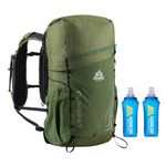 AONIJIE 30L Large Capacity Outdoor Climbing Backpack Camping Travel Bag with 2 piece 500ml water bottle (Green)