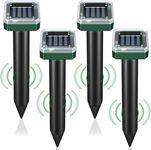 4 Pack Mole Repellent Solar Powered, Waterproof Vole Chipmunk Repellent Outdoor,Ultrasonic Gopher Mole Repellent for Lawn Garden, Mole Deterrent,Groundhog Repeller, Snake