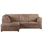 Furnishings For Less UK New Luxor Fullback Coffee Jumbo Cord 3-4 Seater Corner Sofa Coffee Corduroy LHF (Coffee, Left Hand Facing)