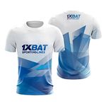 1xBat Sporting Lines Stylish T-Shirt for Active Men -100% Polyester -Quick Dry& Moisture Wicking – Cricket Athletic Running Gym Workout Casual- Men’s Tshirts Short Sleeve(Size S, M, L) (M) White-Blue