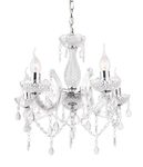 T&S 5 Light Chandelier,5 Lamp Pendant ,Chrome,Smoked.Acrylic Bedroom Living Room Ceiling Light … (Chrome) (Clear)