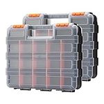 MIXPOWER 34-Compartment Double Sided Organizer with Impact Resistant Polymer and Customizable Removable Plastic Dividers, storage and carry, Black/Orange, 2 PCS-Pack