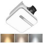 OREiN 3-in-1 Bathroom Fan with LED Light & Humidity Sensor, 80/110 CFM Exhaust Fan with Light, 1500lm, 3000K/4000K/5000K Selectable, Quiet Bathroom Ceiling Fan for Shower, Auto On at 60% Humidity