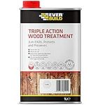 Everbuild Triple Action (Kills, Protects and Preserves) Wood Treatment – Lasting Protection From Damage Caused By Wood Rot, Fungi And Wood Boring Insects – Clear – 1 Litre