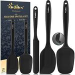 Walfos Silicone Spatula Set, Heat Resistant Kitchen Silicone Scraper Spatulas, Strong Steel Core and One-Pieces Seamless Design, Perfect for Cooking Mixing & Baking - BPA Free, 5-Pieces (Black)