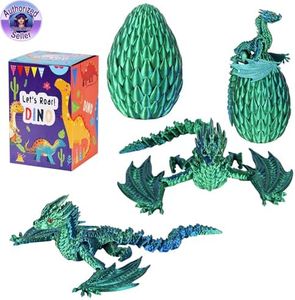 Jefuzh 3D Printed Dragon Articulated Crystal Dragon Eggs, Adult Fidget Toys for Autism ADHD (Blue Green Pro)