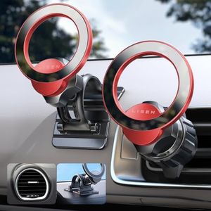 LISEN for MagSafe Car Mount for Phone 16, 360° Rotation Magnetic Phone Holder for Car, Hands Free iPhone Magnetic Car Mount,Magnetic Car Mount for iPhone 16 15 14 13 12 Pro Max Plus Mini, Red