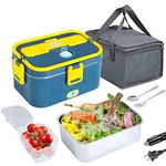 DUPASU 60W Electric Lunch Box with Food Heating,12V 24V 110V Portable Food Warmer for Car/Truck/Home,Self-Heating Box with Steel Container