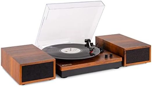 Fenton RP165B Bluetooth Record Player with Speakers, 3-Speed Turntable for Vinyl Records, Home Audio Hi-Fi Music System, Includes Stereo Amplifier, RCA Output, Plays 7", 10", 12" Records - Lightwood