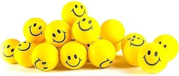 Neliblu 24 Pack Smile Stress Balls for Kids and Adults - 2" Stress Balls in Bulk - Neon Yellow Funny Face Squishy Balls - Fidget Toys, Party Favors, Goodie Bag Stuffers for Kids