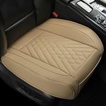 GIANT PANDA 2pcs Front Car Seat Covers Bottom Seat Covers, PU Leather Driver Car Seat Protectors Fits 95% of Vehicles, Wrapping Around The Bottom (Beige)