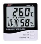 HTC 103-CTH Big Display Thermo/Hygrometer with Clock large 2 line LCD display, Temperature Range : -50˚C ~70˚C (-58˚F ~ 158˚F) Temperature Accuracy : ±1.0˚C or ±1.8˚F Hygro Thermometer