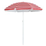 Harbour Housewares - Metal Beach Parasol - 1.74 x 1.93m - Red Stripe