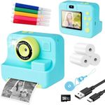 Kids Camera Instant Print - 2.4’‘ Instant Camera for Kids with 32G Card & Print Photo Paper, 1080P HD Selfie Video Camera Toddler Toy, Christmas Birthday Gifts for Boys Girls Age 3-12 (Blue)