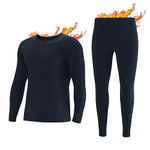 INNERSY Men's Thermal Underwear Set Ultra Warm Soft Long Johns Winter Base Layer(Navy Blue,Medium)