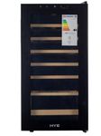 HYE Wine Cooler - Wine Fridge With 28 Bottle/88L Storage, 43CM Width, Wooden Shelves, LED Top Lighting, Temperature Range Adjustment, 40 dB Operation, Perfect For Collectors - RF01WC28B31