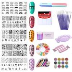 Royalkart Combo Of 3D Nail Art Stamping Kit Rectangular 5 Image Plates, Double-Sided Stamper & Scraper & 3D Nail Art Tools