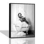 Bathroom Wall Art Prints Funny Elephant Canvas Wall Art Black and White Pictures Farmhouse Bathroom Wall Decor Elephant Sitting in Toilet Reading Newspaper Painting for Toilet Bathroom Animals Artwork