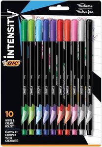 BIC Intensity Fineliner Fine Point Pens, 0.4mm – Set of 10 Markers – Assorted Colours, Bold Felt Tip, No Bleed for Writing, Adult Colouring