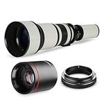 Long-Range 650mm-1300mm f/8 Telephoto Zoom Lens for Nikon DF, D3100, D3200, D3300, D3400, D5100, D5200, D5300, D5500, D5600, D7000, D7100, D7200, D300s, D600, D610, D700, D750, D800, D810, SLR White