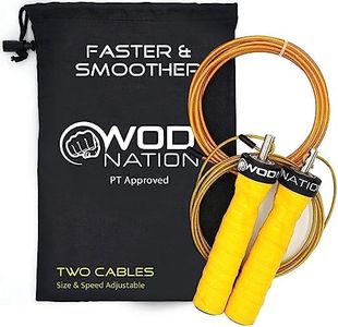 WOD Nation Attack Speed Jump Rope : Adjustable Jumping Ropes : Unique Two Cable Skipping Workout System : One Thick and One Light 11 Foot Cable : Fits Men and Women