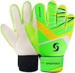 Sportout Kids Goalkeeper Gloves, Soccer Gloves with Double Wrist Protection and Non-Slip Wear Resistant Latex Material to Give Splendid Protection to Prevent Injuries (Green, 6)