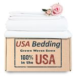 USA Bedding Sheet Sets 100% Made in America. Hotel Quality, Luxury Percale. White, 4 Piece King. Deep Pocket Fitted, Flat Sheet, 2 Standard Pillowcases. Soft Cool Crisp Comfortable