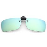 AEC Unisex Clip-On Flip-Up Polarized Aviator Driving Sunglasses | Attaches to Spectacle Frame | Stylish & Functional Eyewear for Men and Women (Reflective Green)