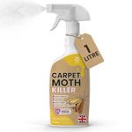 Pestmatic Carpet Moth Killer Spray 1 Litre, Moth Repellent Spray for Carpets, Wardrobes, Kitchen, Pantry, Effective Treatment Kills Moths Larvae & Eggs on Contact, Long Lasting 12 Weeks Protection
