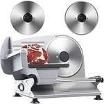 Meat Slicer Home, TWO BLADES&SAFE LOCK PROTECTION&REINFORCED PUSHER, Yeeper Electric Deli food Slicer Machine, 7.5" Mini Slicer for Meat Bread Bacon Cheese Hot Pot Jerk Meat Cutter Machine