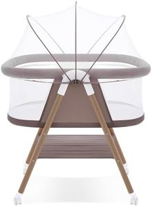 GYARING Baby bassinets,3 in1 Baby Crib, Sturdy, Portable & Easy to Assemble,Mosquito net and Portable Bag Included. (Khaki)