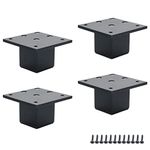 Wealrit 4 Pcs Metal Furniture Legs 2inch Tall Square Tube Cabinet Feet Table Support Legs Sofa Bed Leveling Feet(Black)