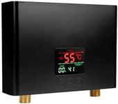 Electric Instant Water Heater, Tankless Mini Hot Water Heater for Sink Kitchen Home-Energy Efficient, Rapid, LCD Large Display, Remote Controlled, 3KW (Black)