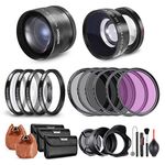 NEEWER 55mm Lens and Filter Set: Wide Angle/2.2X Telephoto Additional Lens for 18mm-85mm APS-C Lens, (+1+2+4+10) Close Up Macro/ND/UV/CPL/FLD Filters for Camera Lens with ⌀55mm Thread