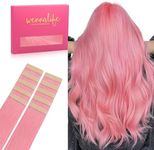 WENNALIFE Tape in Hair Extensions Human Hair Peach Pink Tape in Extensions, 10pcs 30g 20 inch Remy Invisible Tape Ins Straight Colored Soft Real Human Hair Tape in Extensions Refill Set Extensions