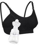 neppein Hands Free Pumping Bra Adjustable Breast-Pump Holding and Nursing Bra Seamless Nursing Maternity Bra for Pregnancy and Breastfeeding Black