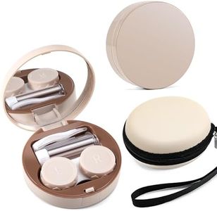 FEISEDY Contact Lens Case, Fashion Portable Contacts Lens Box with Mirror Tweezers Remover Tool Solution Bottle for Travel B0072
