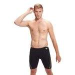 Speedo Men's Hyperboom Splice Jammer Swimming Trunks | Quick Drying | Training | Fitness | Chlorine Resistant, Black/Lemon Drizzle, 34