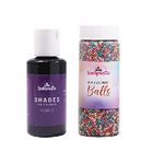 Tastycrafts Cake Decoration Items Edible Combo kit - Purple Shades Gel Colours and Multicolor Balls | Cake Sprinkles Set | Glittering Shiner Effect | Cake Edible Decorating items combo pack - 2 Pcs